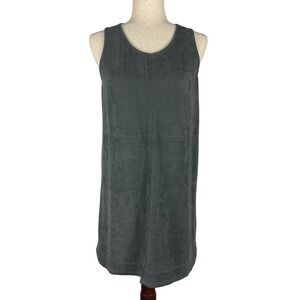 BEAR DANCE SLEEVELESS SCOOP NECK FAUX SUEDE TANK SHIFT DRESS GRAY‎ MEDIUM EUC